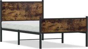 vidaXL Cadru pat metalic fără saltea, stejar fumuriu, 100x200 cm
