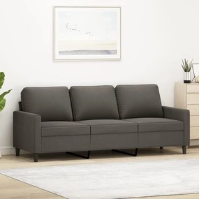 Canapea cu 3 locuri, gri închis, 180 cm, material catifea
