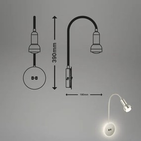 Lampă LED flexibilă de perete Briloner 2178012 1xE14/10W/230V + LED/3W crom