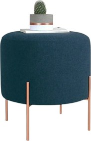 Taburet COPPER 50, albastru inchis/cupru, material textil/otel, 40x40x