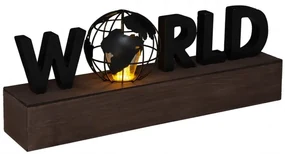 Lampa World, lemn, metal, veioza, 38 x 10 x H15.5 cm