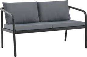 vidaXL Canapea de grădină cu 2 locuri, cu perne, gri, aluminiu