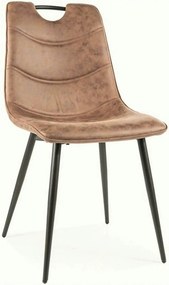 Scaun ALOE, maro/negru mat, stofa microfibra/metal, 46x41x91 cm