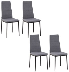 HOMCOM Set 4 Scaune Tapițate, Căptușite pentru Camera de Zi, Moderne, din Metal și Material Textil, 41x50x97 cm, Gri | Aosom Romania