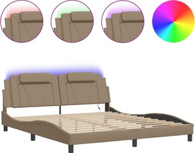 vidaXL Cadru de pat, Viana, cu LED fără saltea, cappuccino, 180x200 cm