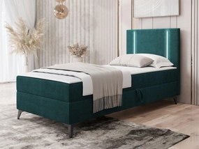 Pat de o persoană 80 cm Hebara 1 (turcoaz) (cu somieră și saltea) (cu sp. depozitare) (S). Promo -17%. 1103565