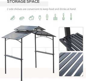 Outsunny Foisor de Gradina pentru Gratar din Otel Acoperis Dublu si Rafturi