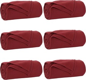 vidaXL Pături de aruncat 6 pcs Roșu Bordeaux 270 x 240 cm Molton