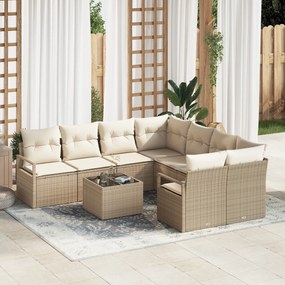vidaXL Set de canapele pentru grădină 9 pcs Bej și crem