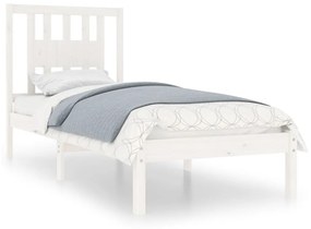 3104024 vidaXL Cadru de pat Small Single 2FT6, alb, 75x190 cm, lemn masiv