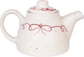 Ceainic decorativ vintage din ceramică, alb cu detalii albastre „Viola Bow”