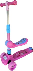 Trotineta 2 in 1 pentru copii cu roti luminoase din silicon NOVOKIDS™ Mini Scooter 8010, Cu melodii , 3 roti, Pliabila, Maner reglabil pe inaltime,