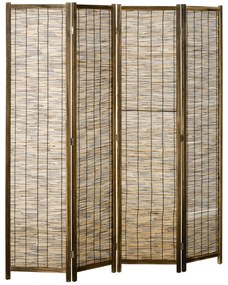 HOMCOM Paravent din lemn separator de cameră perete de separare pliabil cu 4 panouri 160 x 170 cm - natural | Aosom Romania