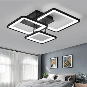 Lustra LED Cu Telecomanda, Elit's Esn K002-3r, negru mat 112 W
