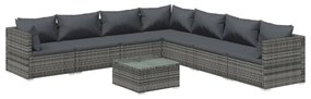 3101765 vidaXL Set mobilier de grădină cu perne, 8 piese, gri, poliratan