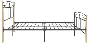 Cadru de pat, negru, 200x200 cm, metal black and light wood, 200 x 200 cm