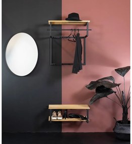 Cuier de perete negru/în culoare naturală cu raft din metal 76 cm Rizzoli – Spinder Design