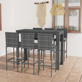 Set mobilier bar de gradina cu perne 7 piese antracit poliratan