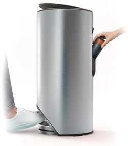 Coș de gunoi argintiu lucios cu pedală din oțel inoxidabil 30 l Arc – Joseph Joseph