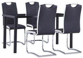 3053026 vidaXL Set mobilier de bucătărie, 5 piese, negru, piele ecologică