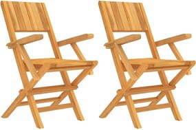 vidaXL Scaune de grădină pliante, 2 buc, 55x61x90 cm, lemn masiv tec
