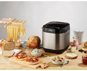 Aparat de paine Tefal Pain & Delices PF240E38, 700 W, 1000/750/500 g, 3 grade coacere, 20 programe, Negru/otel inoxidabil