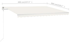 Copertina retractabila manual, cu stalpi, crem, 4x3 m Crem, 4 x 3 m