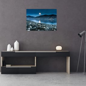 Tablou pe sticlă - Islanda noaptea (70x50 cm)