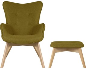 Fotoliu cu taburet verde Niko – Ropez