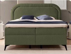 Pat boxspring verde cu spațiu de depozitare 200x200 cm Ornes – Ropez