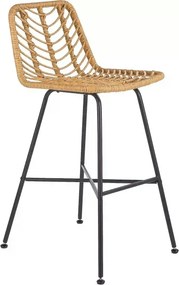 Scaun bar H97, negru/stejar, rattan sintetic/otel, 47x57x113 cm