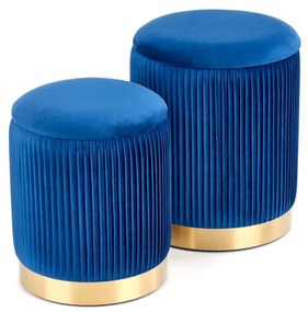Set tabureti tapitati Monty Albastru / Gold