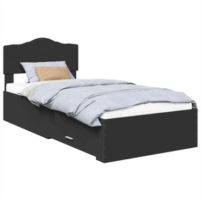 vidaXL Cadru de pat cu headboard Negru 100 x 200 cm Lemn compozit