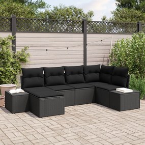 vidaXL Set de canapele pentru grădină cu pernă 6 pcs Negru Rattan poli