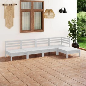 3082658 vidaXL Set mobilier de grădină, 5 piese, alb, lemn masiv de pin