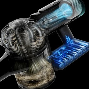 Aspirator vertical Dyson V10 Konical Moulded 419634-01, 150AW, 0,5 l, 60 min, 110 000 rpm, 3 moduri, HEPA, Golire igienica, Fara incurcaturi, Negru