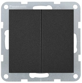 Intrerupator dublu 10A, IP20, Negru, Panasonic Karre Plus 55