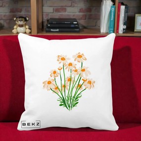 Perna Decorativa Margarete Camp, 40x40 cm, Alba Mata, Husa Detasabila, Perna Inclusa, BEKZ®