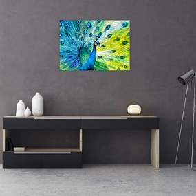Tablou pe sticlă - Păun (70x50 cm)