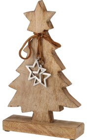Decorațiuni de Crăciun Copac cu stea, lemn demango, 18x6x30cm