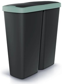 Coș de gunoi DUO negru, 50 l, verde/negru