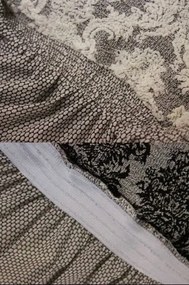 Set 6 huse elastice pentru scaune, cu volanas, model Jacquard Bej Deschis