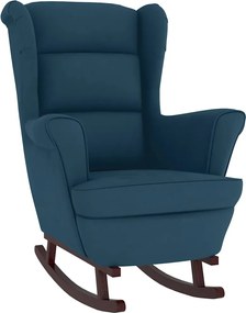 vidaXL Balansoar cu spătar albastru, catifea și lemn masiv