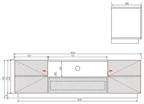 Comodă TV Asha 167 cm - artizanal / rivier stone mat