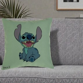 Perna Personalizata Stitch Zambitor, 40x40 cm, Verde, Husa Detasabila, Perna Inclusa, BEKZ®