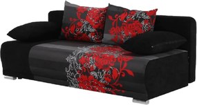 Canapea extensibilă, neagră/cu model, REMI NEW
