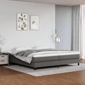 3120722 vidaXL Cadru de pat, gri, 200x200 cm, piele ecologică