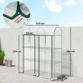 Outsunny Seră mică cu 3 nivele 2 uși rulante cadru din oțel husă din plastic 143x46x164 cm transparentă | Aosom Romania