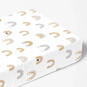 Goldea cearceaf de pat 100% bumbac cu elastic - curcubeu pictat 140 x 200 cm