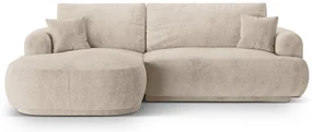 Coltar extensibil stanga 5 locuri, modular, cu lada depozitare, Ella, Micadoni Home, 271x174x94 cm, tesatura structurata chenille, bej sand